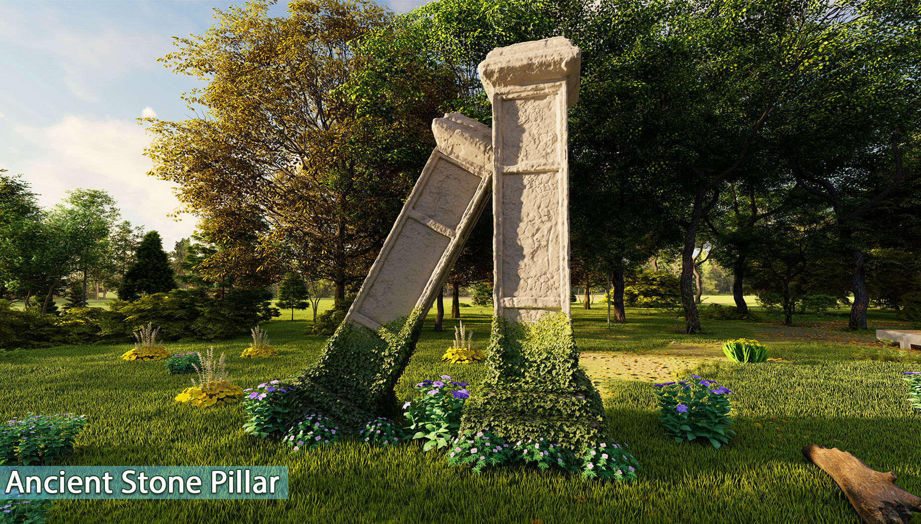 Ancient Stone Pillar Low-poly 3D model_3