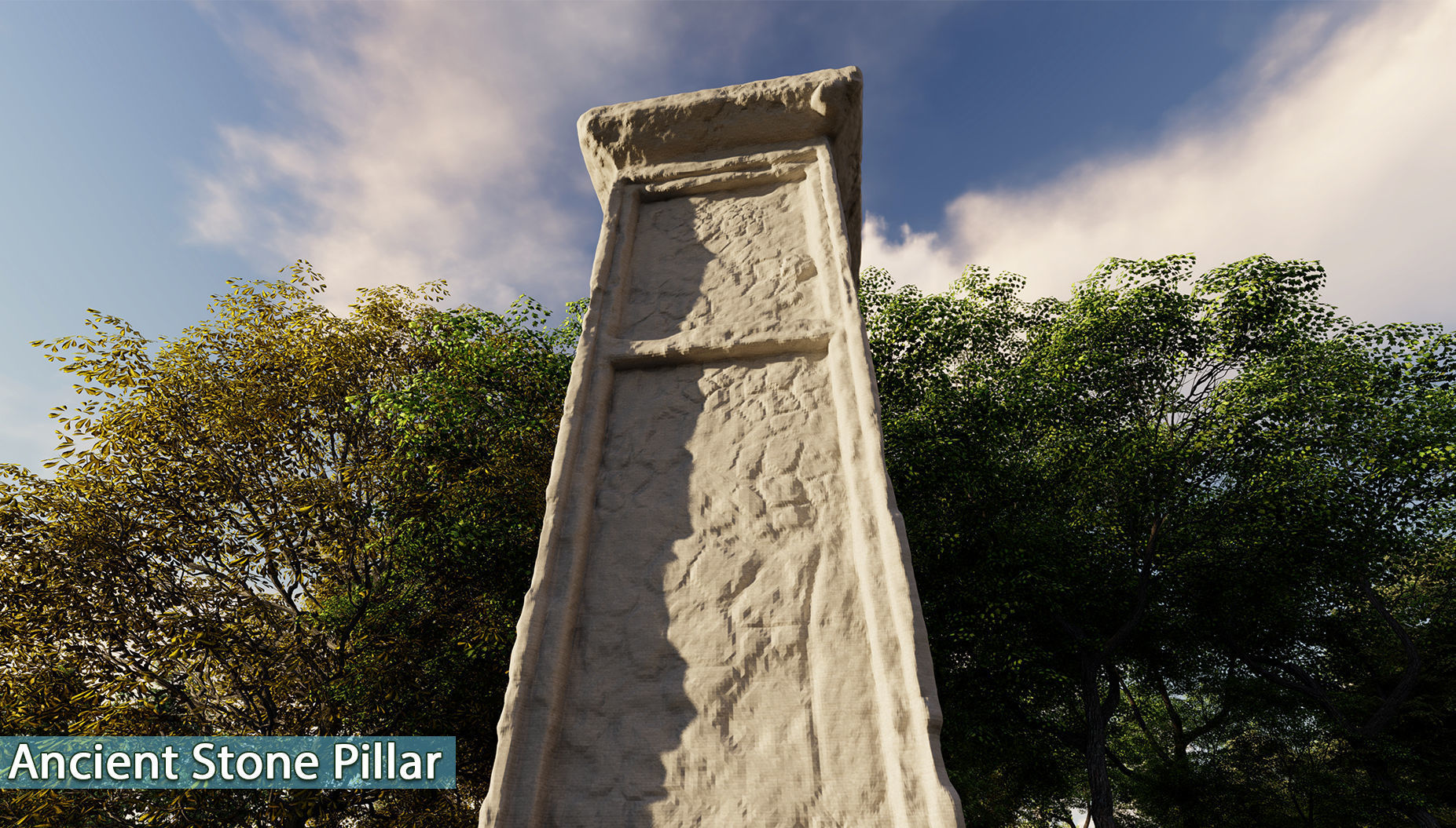 Ancient Stone Pillar Low-poly 3D model_2