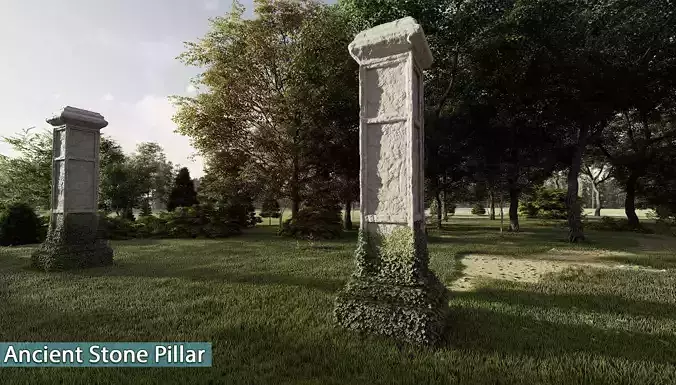 Ancient Stone Pillar Low-poly 3D model