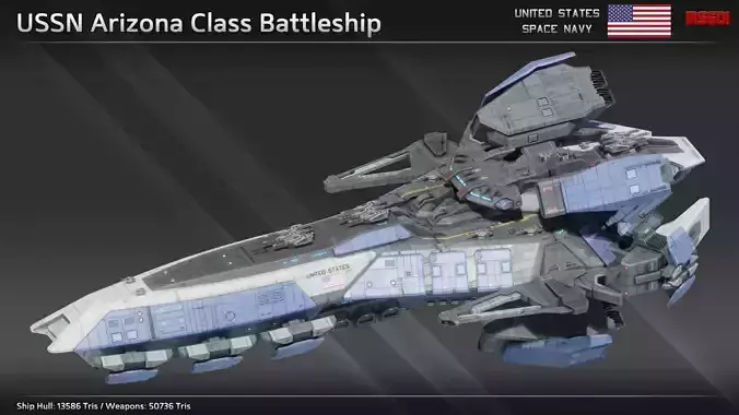 USSN Arizona Class Battleship Low-poly 3D model