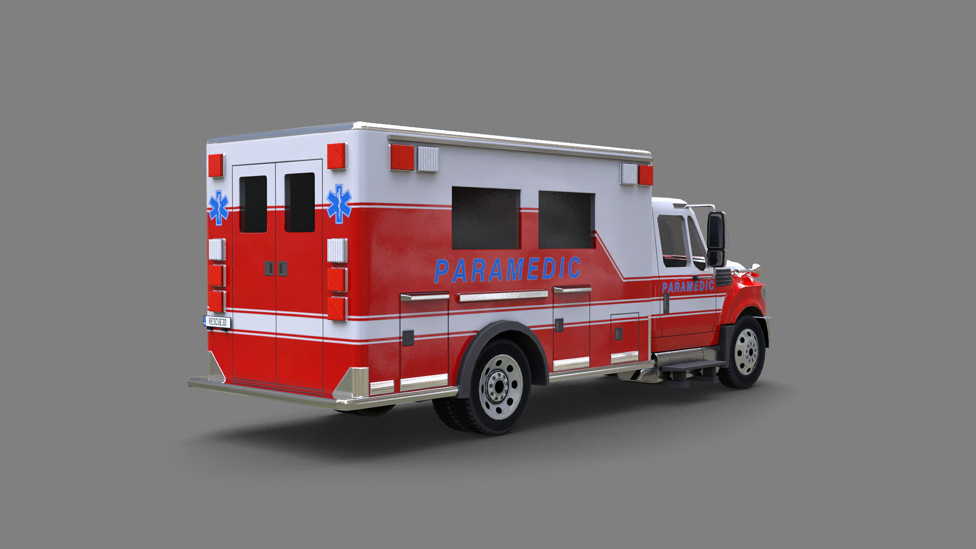 Ambulance truck Low-poly 3D model_5