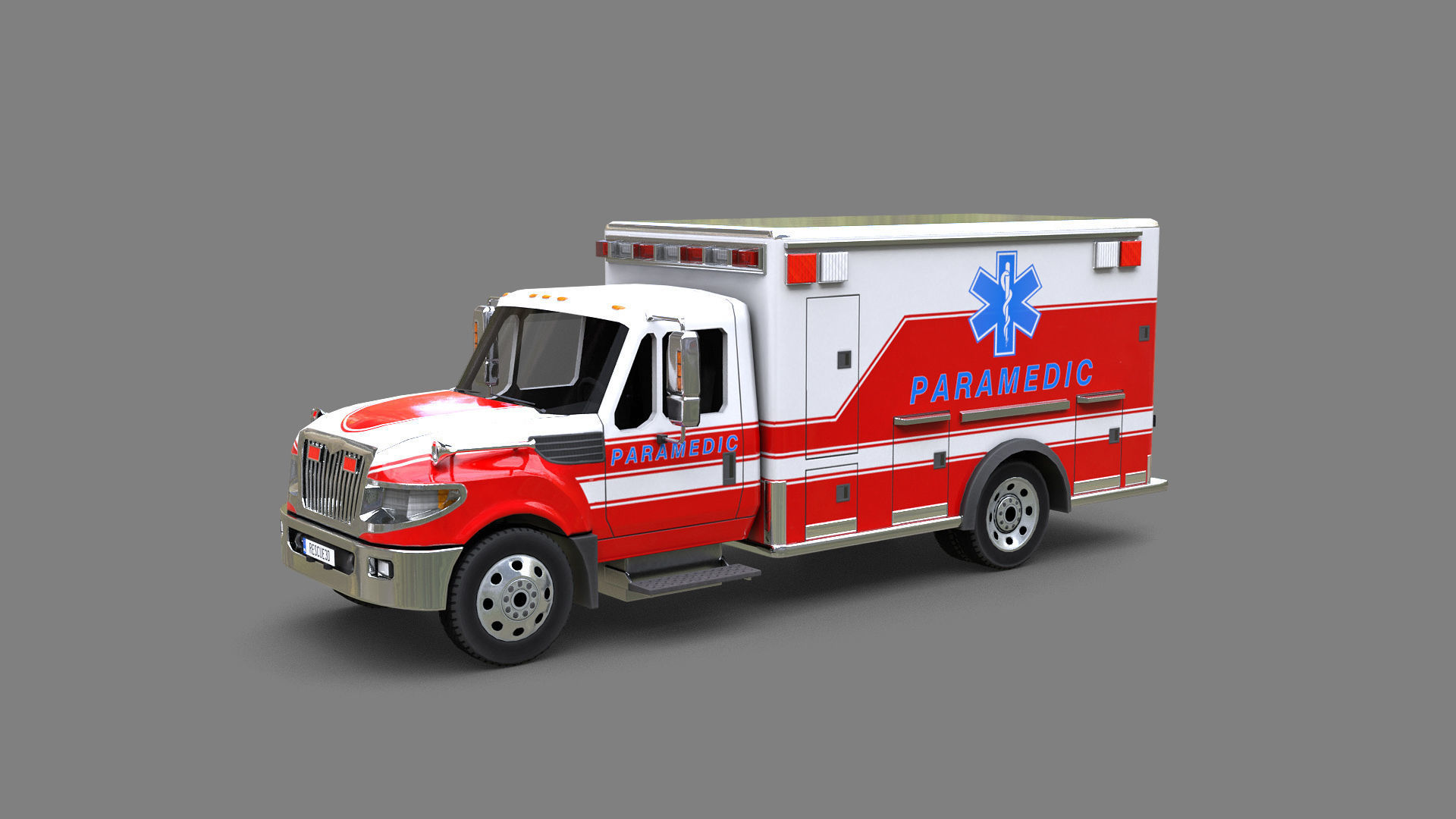 Ambulance truck Low-poly 3D model_2