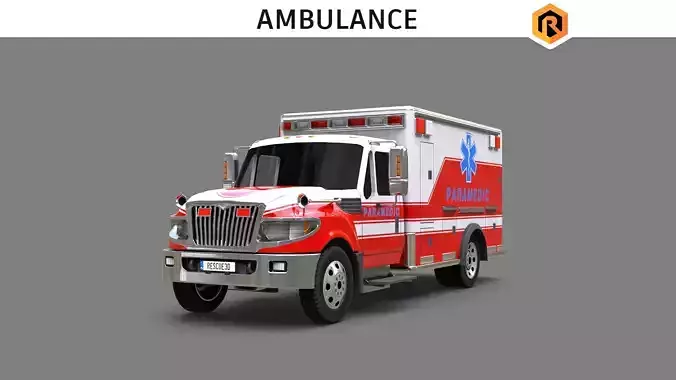 Ambulance truck Low-poly 3D model