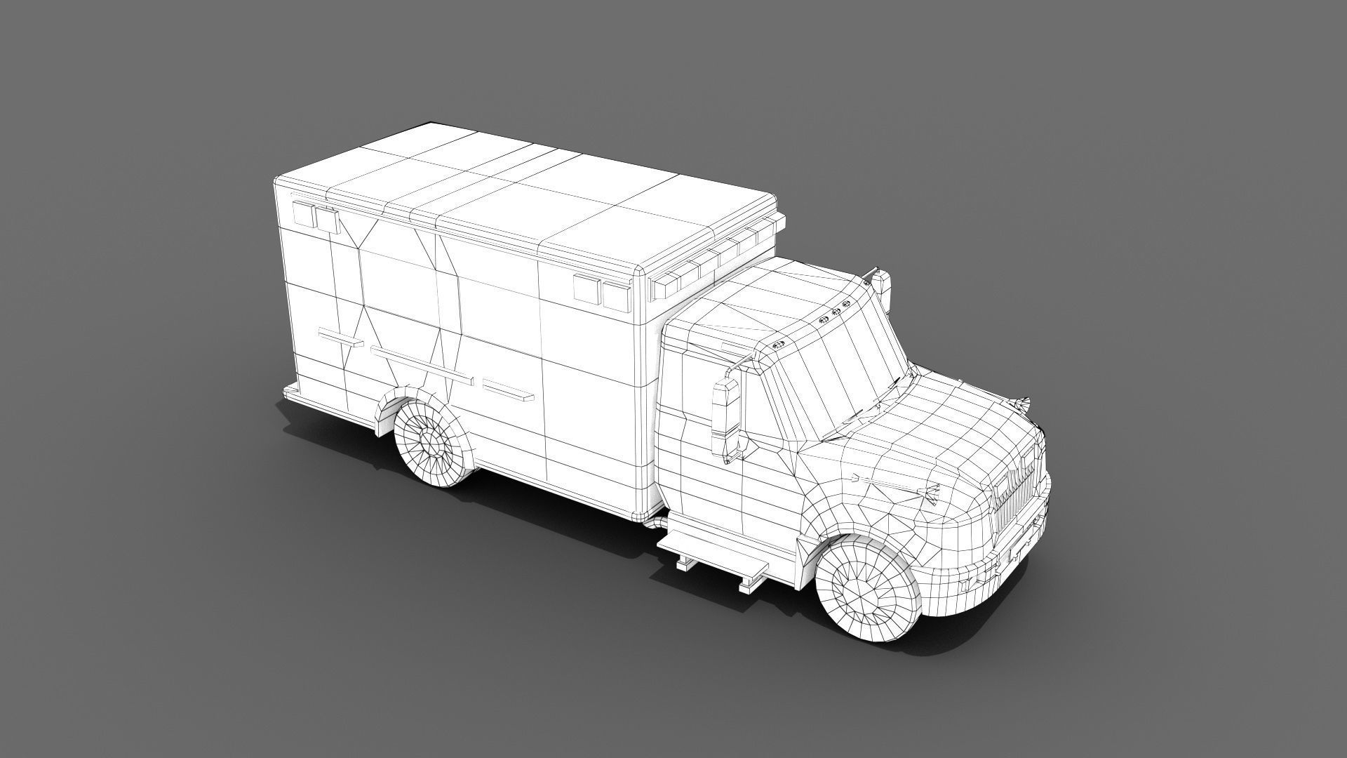 Ambulance truck Low-poly 3D model_10
