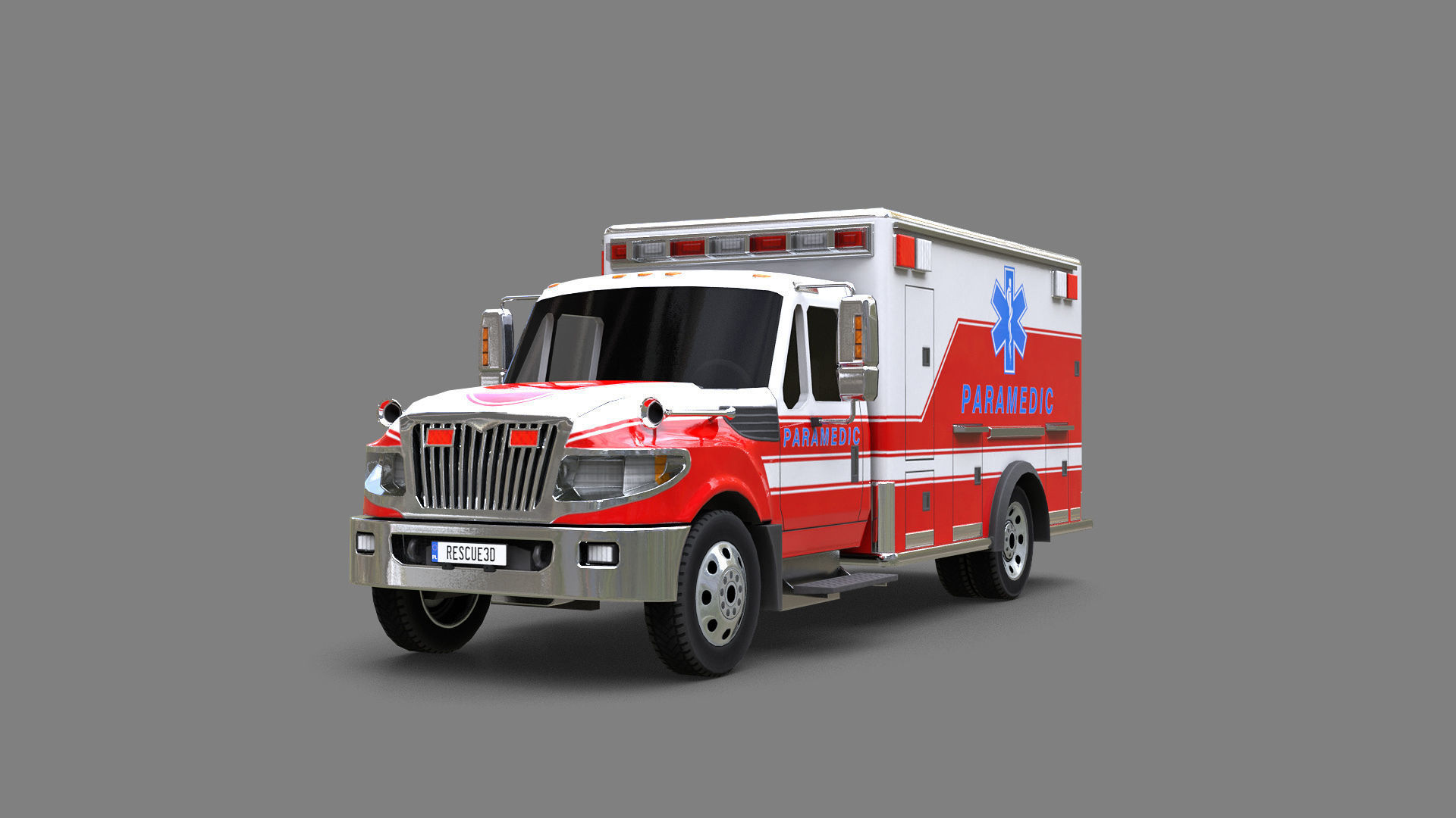 Ambulance truck Low-poly 3D model_3