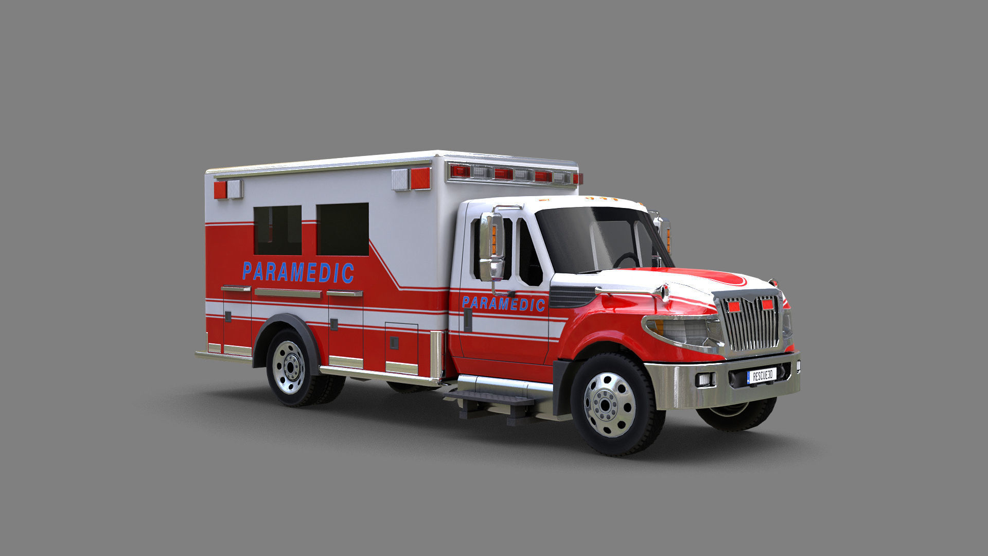 Ambulance truck Low-poly 3D model_4