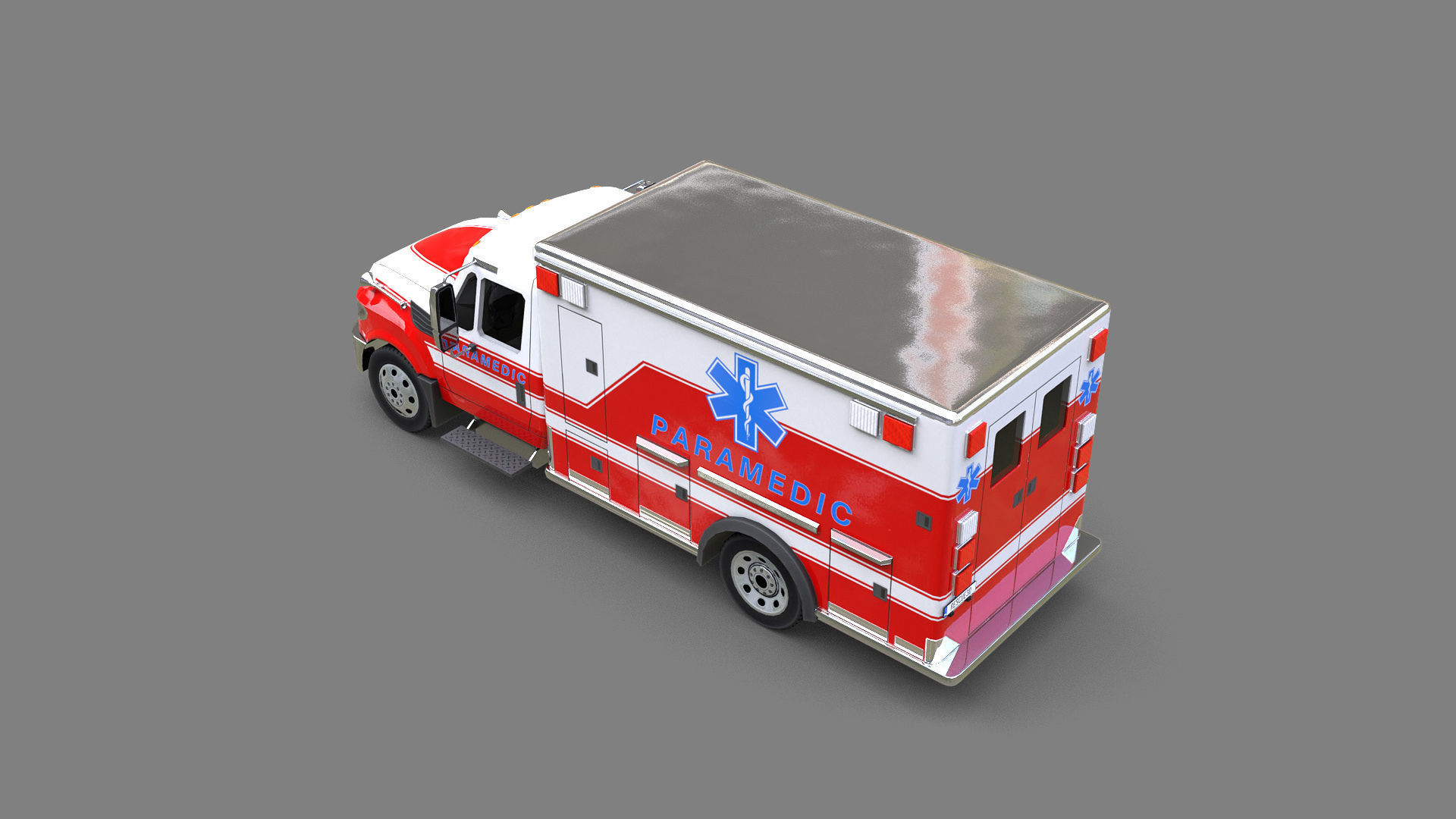 Ambulance truck Low-poly 3D model_6
