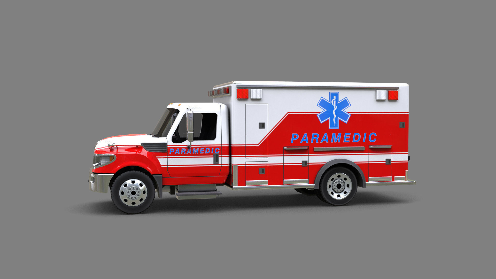 Ambulance truck Low-poly 3D model_1