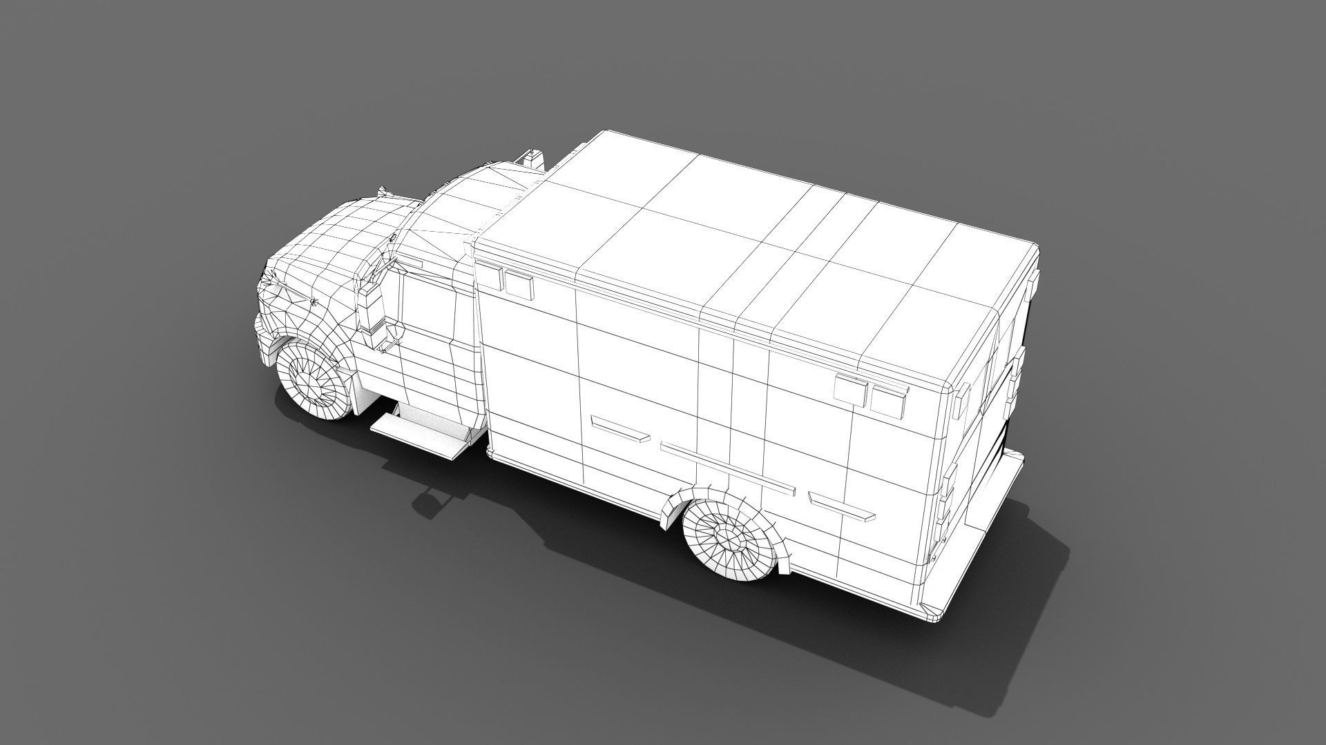 Ambulance truck Low-poly 3D model_11