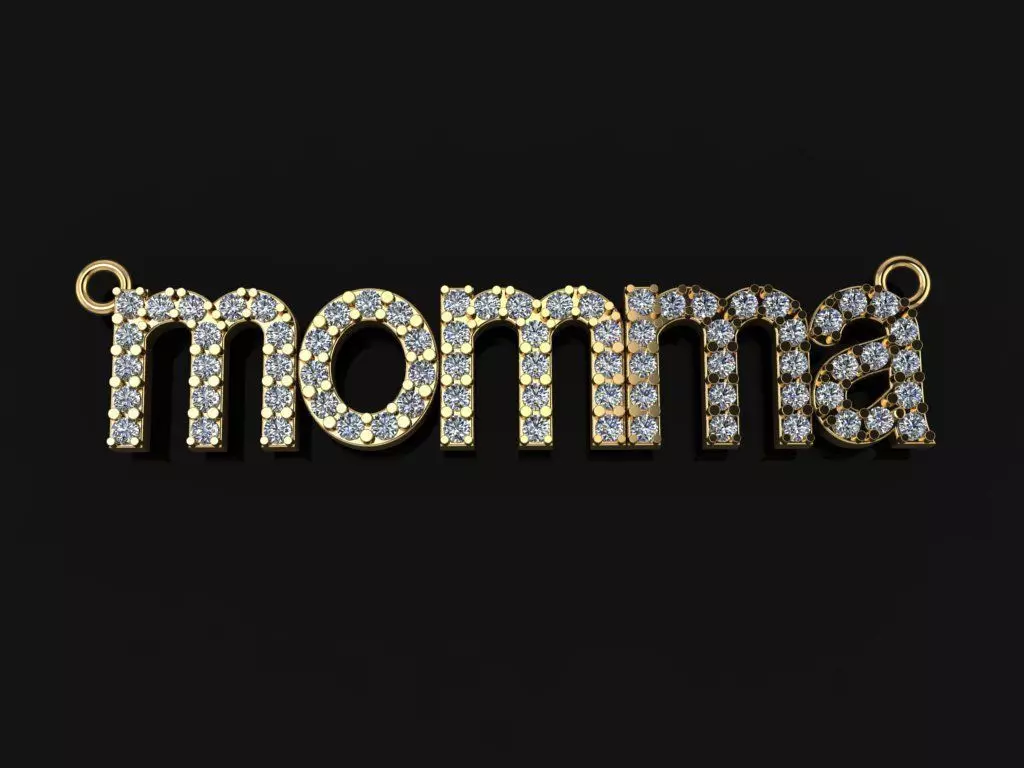 MOMMA DIAMOND NAME PENDANT NECKLACE FRAME 3D print model