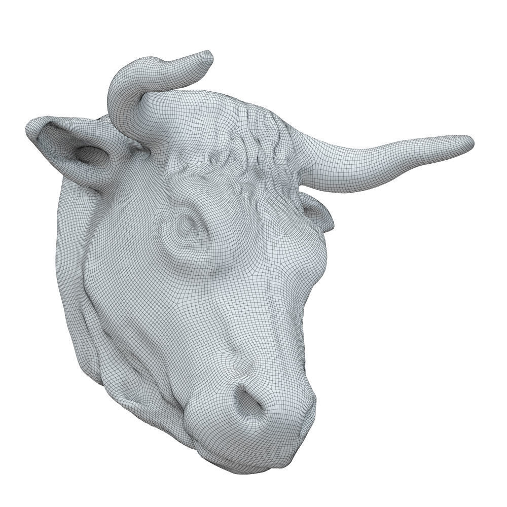 Decorative bull head on the wall 3D model_5