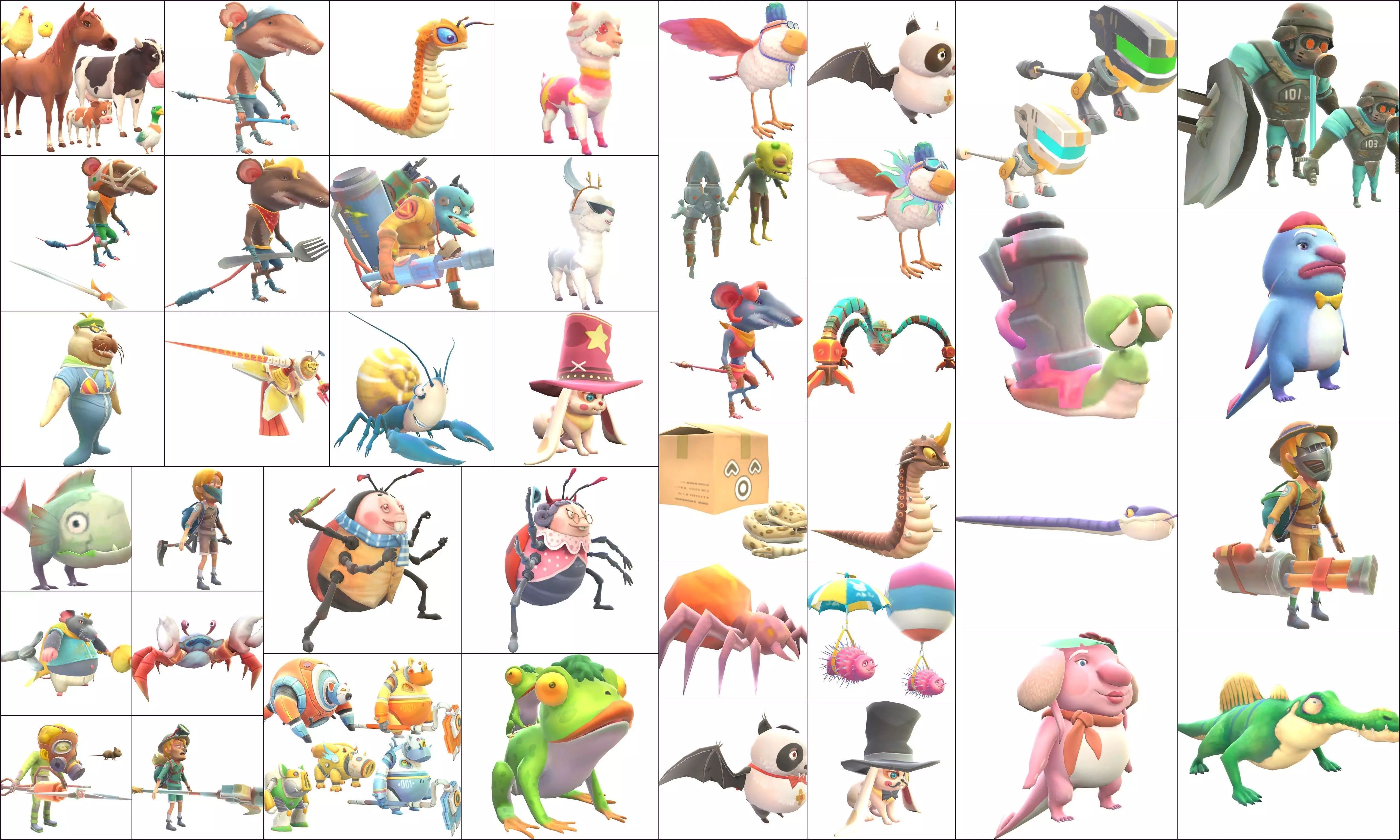 Creatures - Characters Low-poly 3D model_0