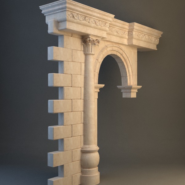 Stone Column Arch 3D model_2