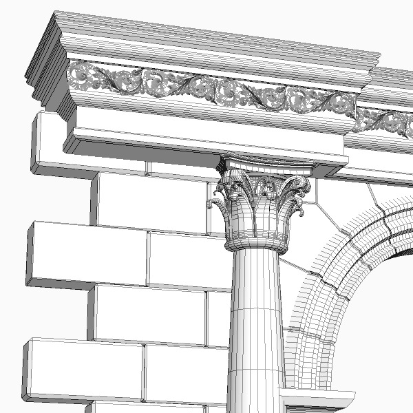 Stone Column Arch 3D model_4