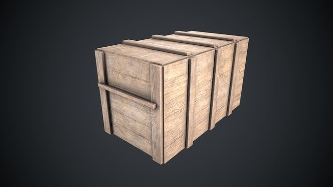 Wooden box container ammo Low-poly 3D model