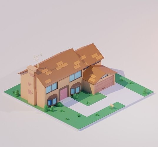 House in style Low-poly 3D model