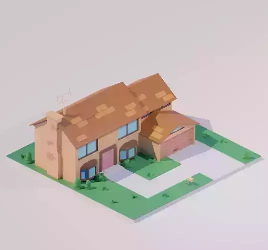 House in style Low-poly 3D model