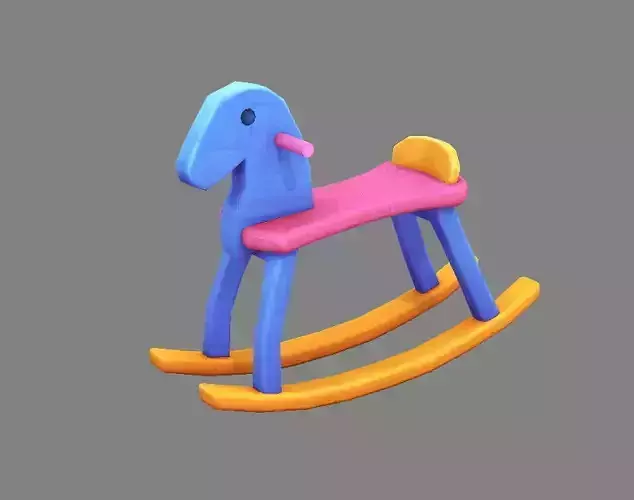 Cartoon rocking chair-toy horse Low-poly 3D model