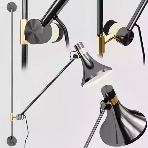 Jazzy Metal and Brass Wall Lamp with Swing Arm