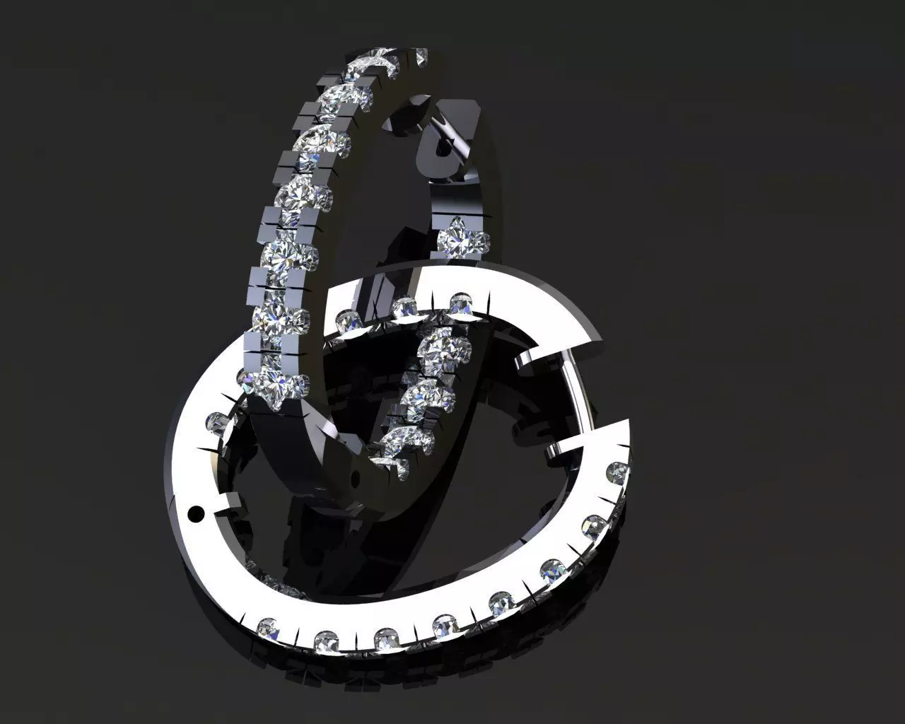 Earrings 1 hoop with diamonds Free 3D print model