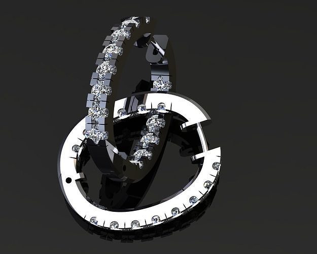 Earrings 1 hoop with diamonds Free 3D print model