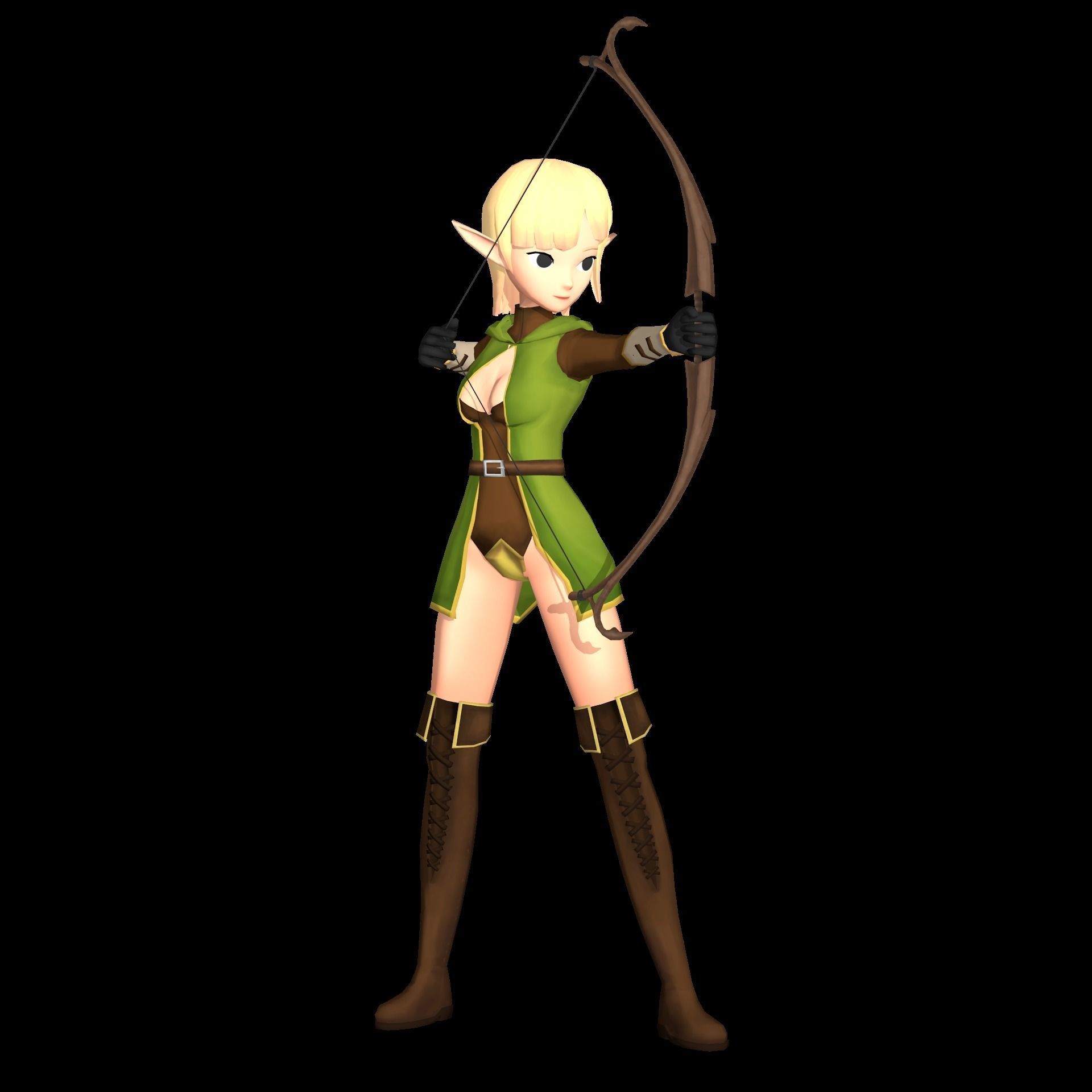 Elf 3D game character Low-poly 3D model_9