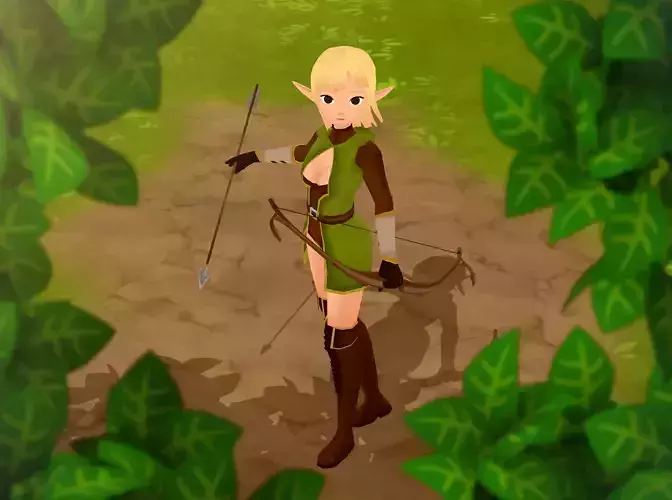 Elf 3D game character Low-poly 3D model