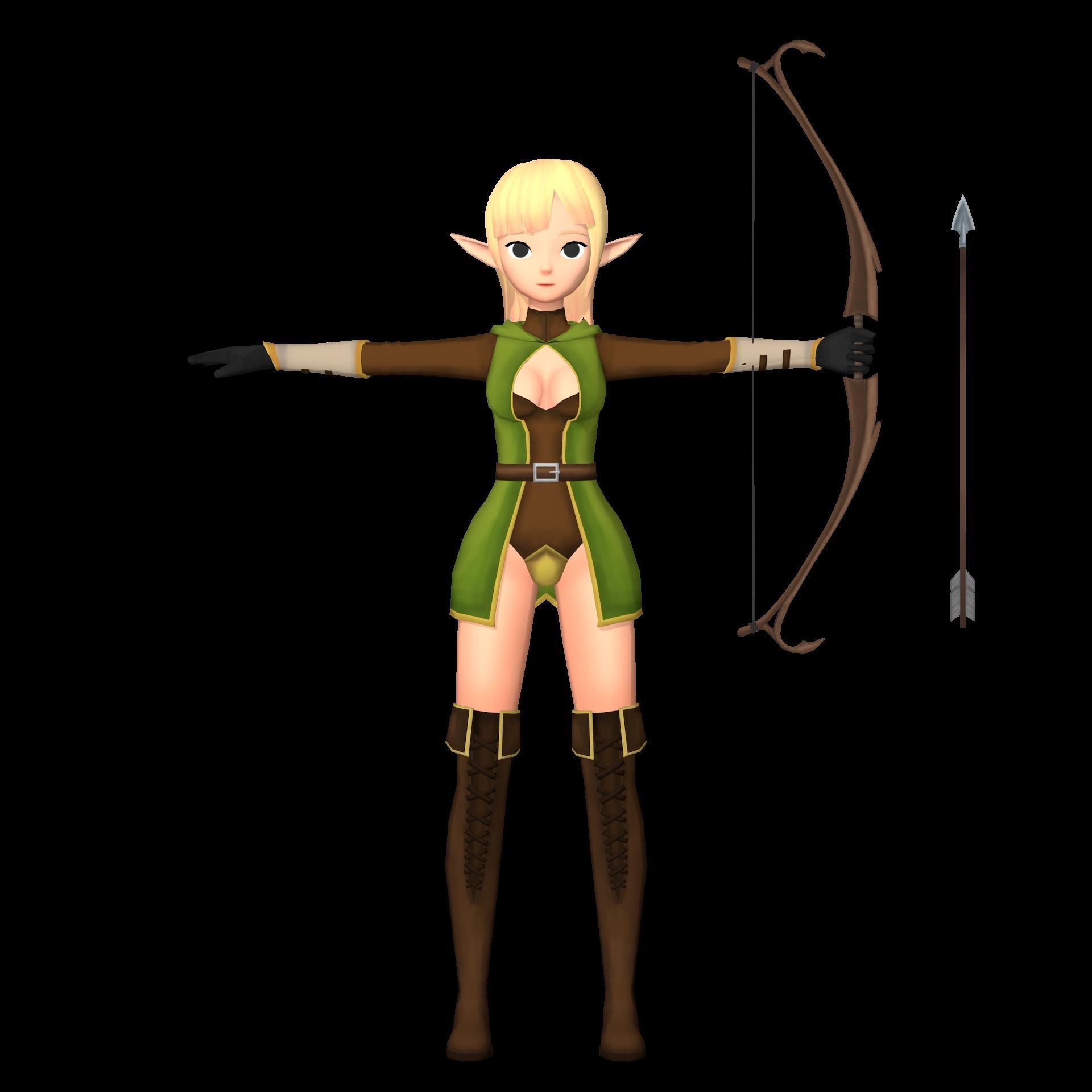 Elf 3D game character Low-poly 3D model_1