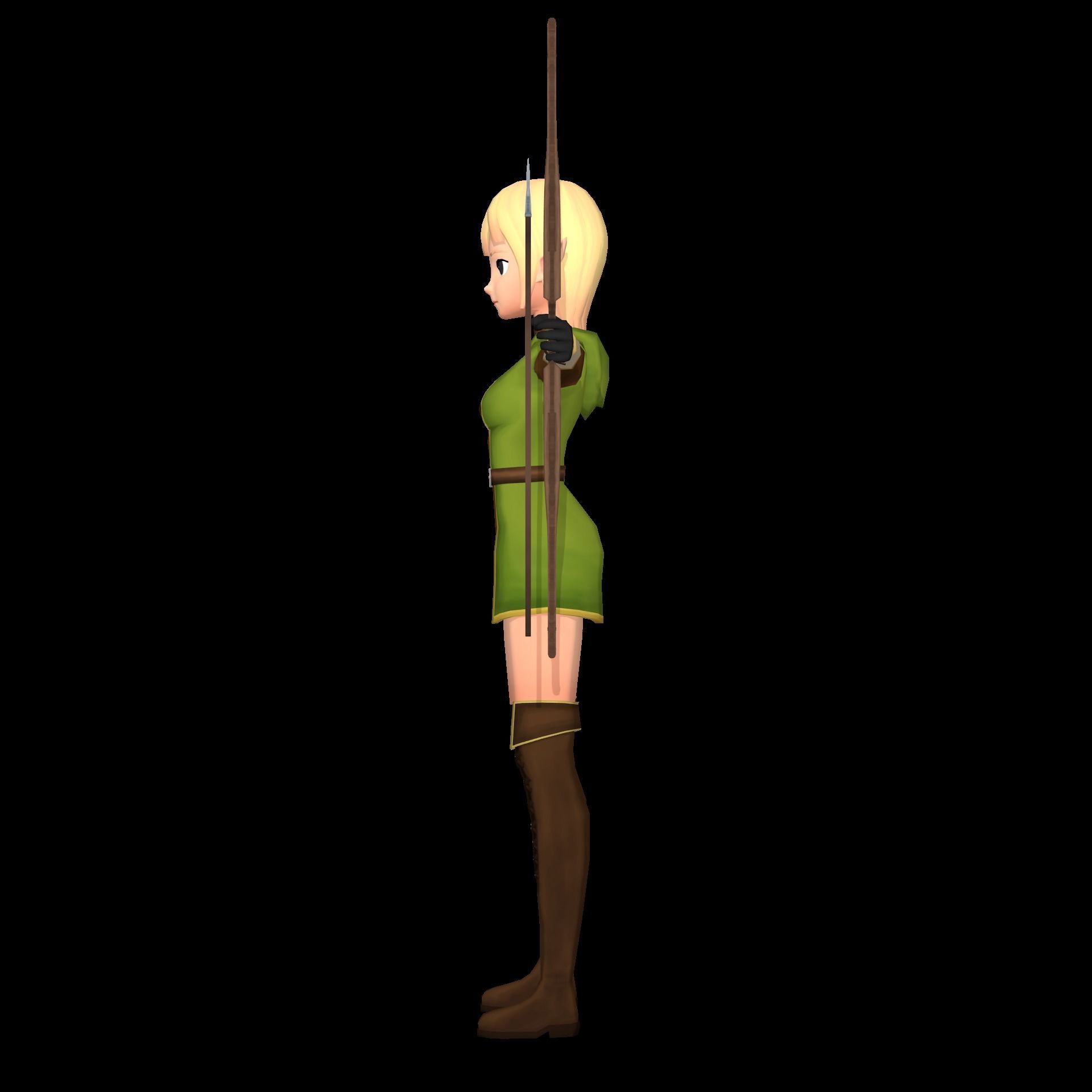 Elf 3D game character Low-poly 3D model_3