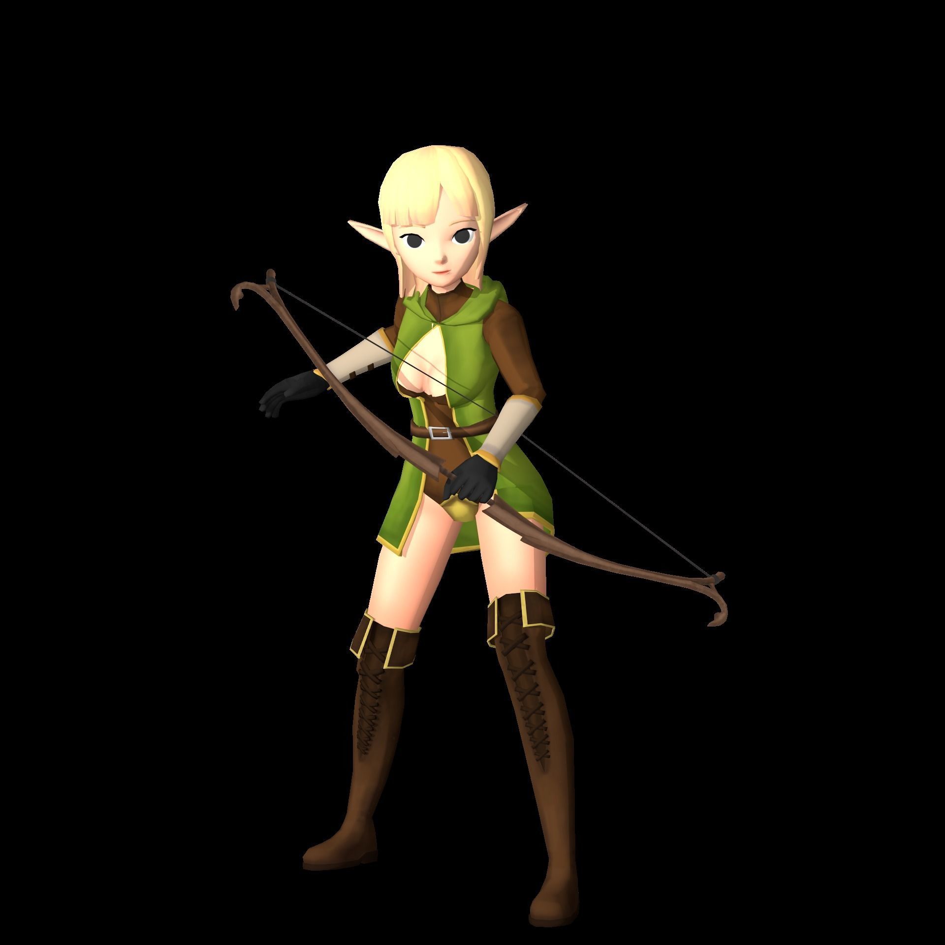 Elf 3D game character Low-poly 3D model_7