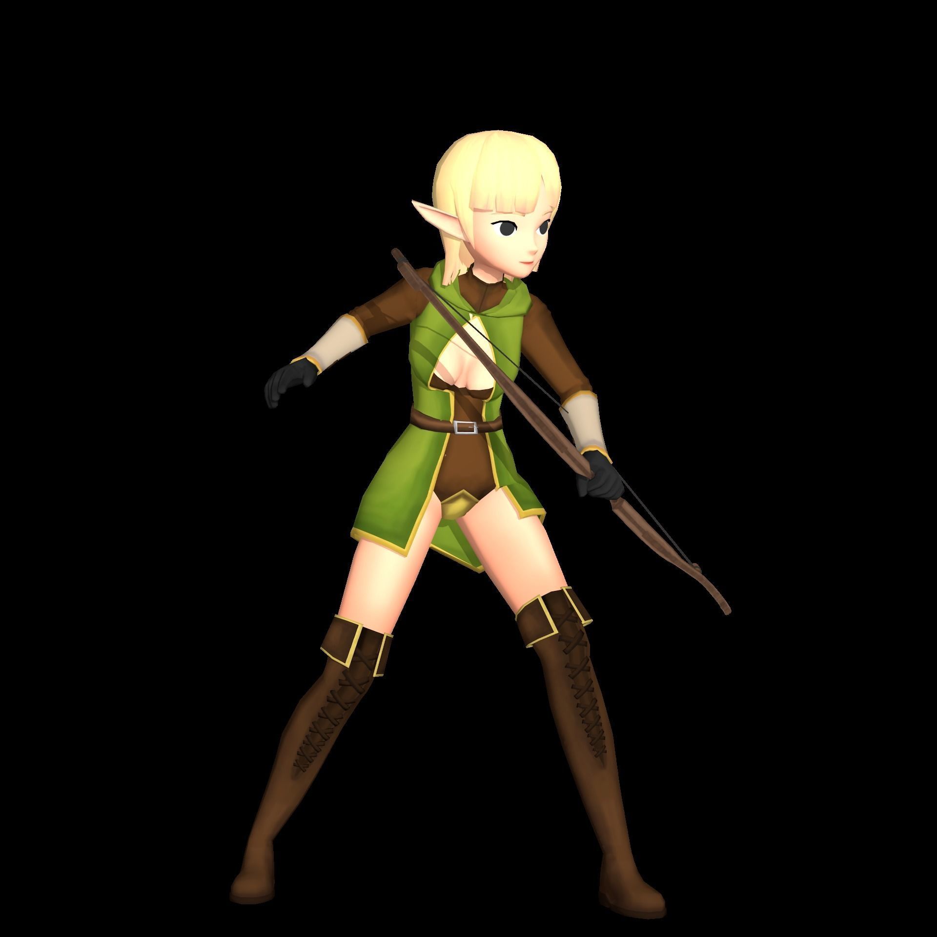 Elf 3D game character Low-poly 3D model_8