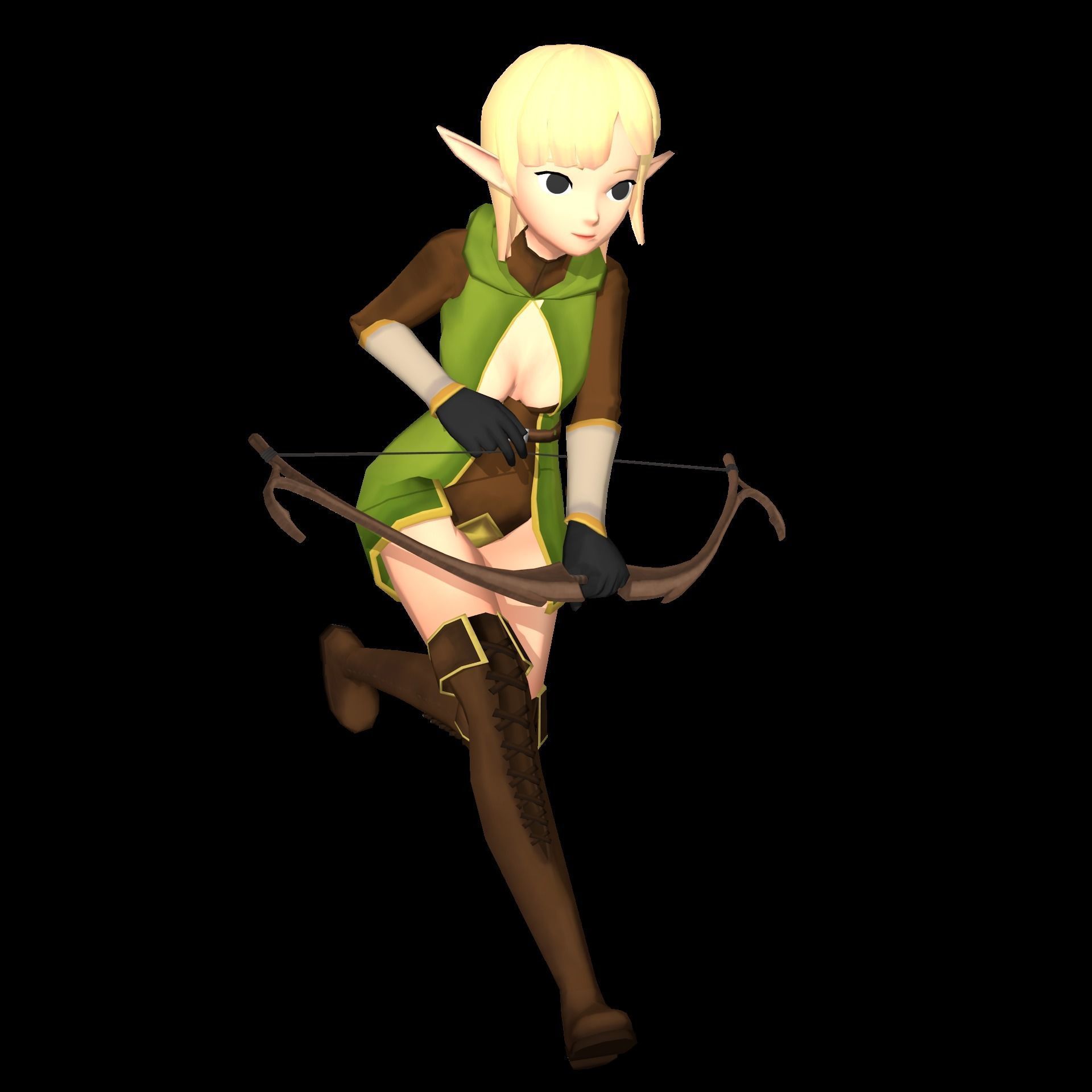Elf 3D game character Low-poly 3D model_11