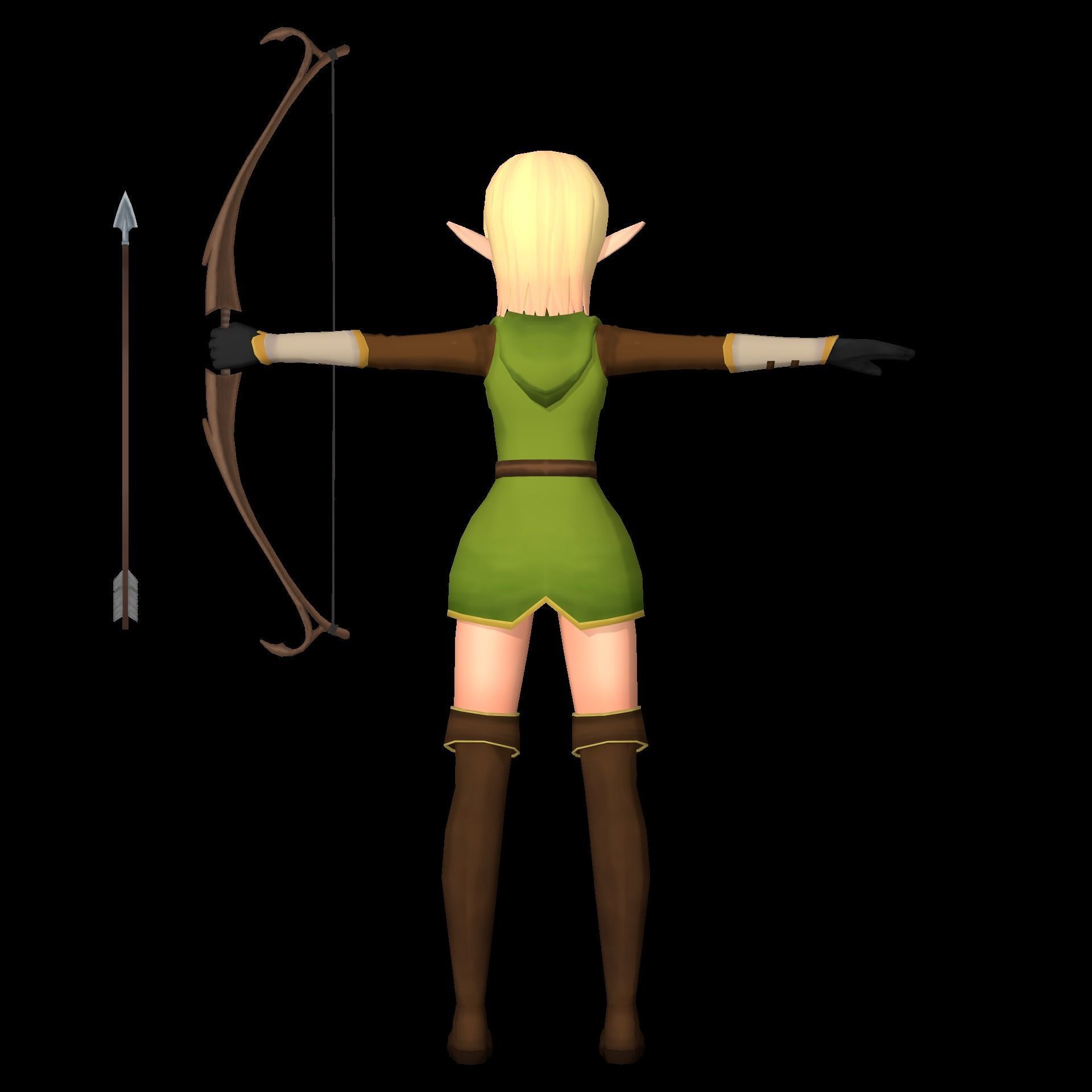 Elf 3D game character Low-poly 3D model_5