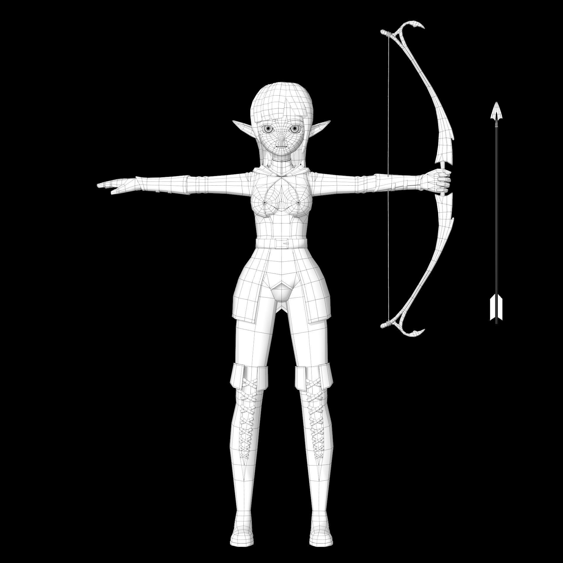 Elf 3D game character Low-poly 3D model_2