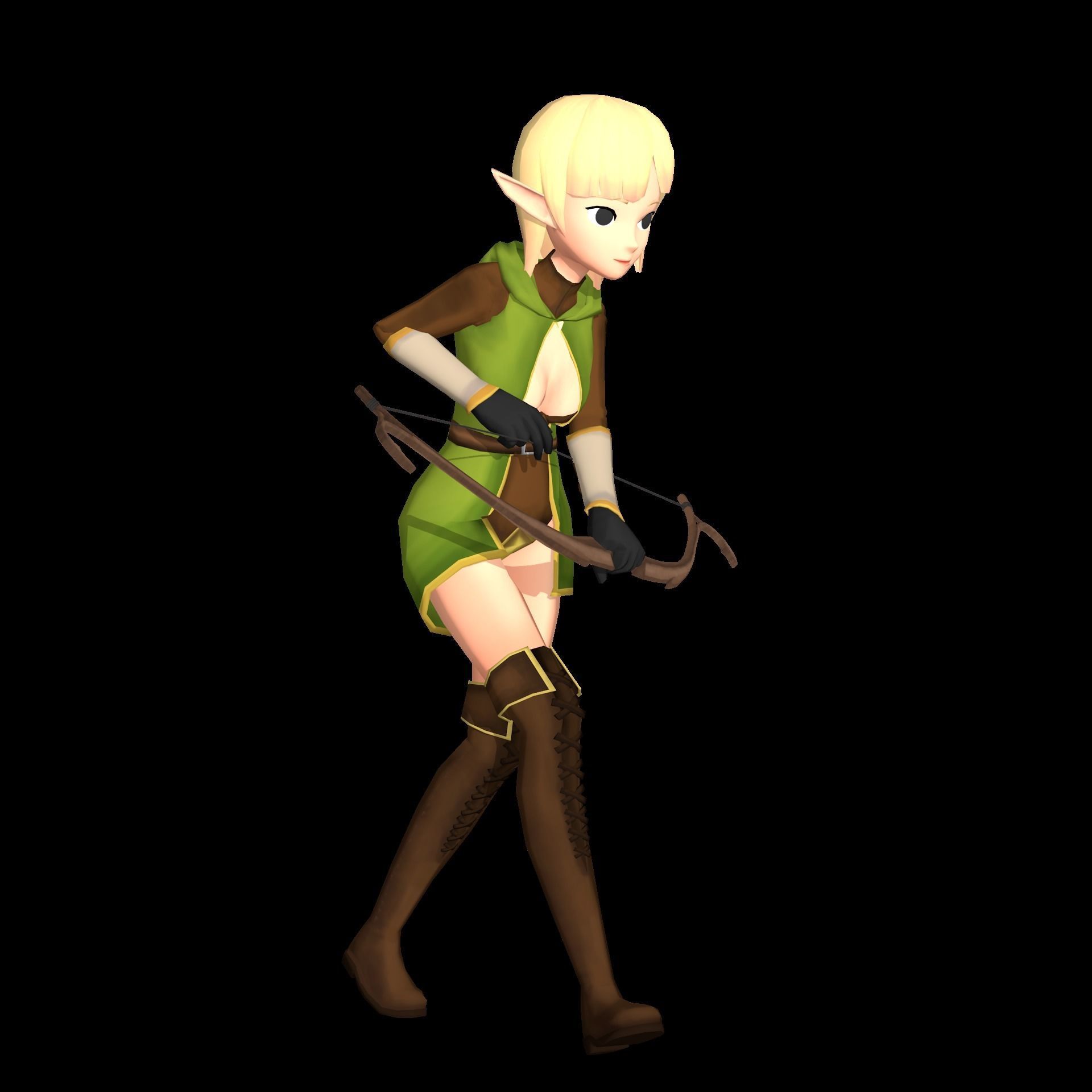 Elf 3D game character Low-poly 3D model_12