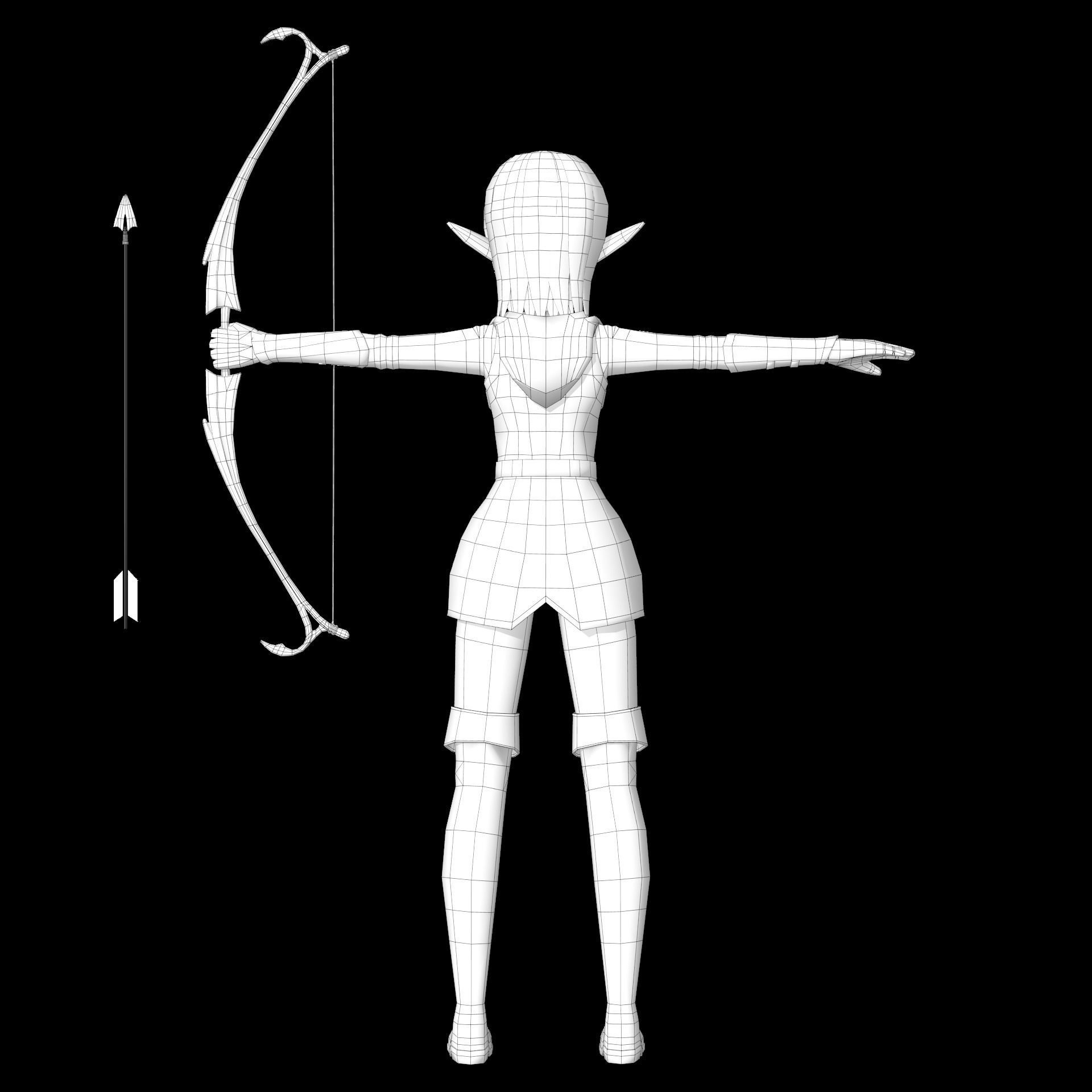 Elf 3D game character Low-poly 3D model_6