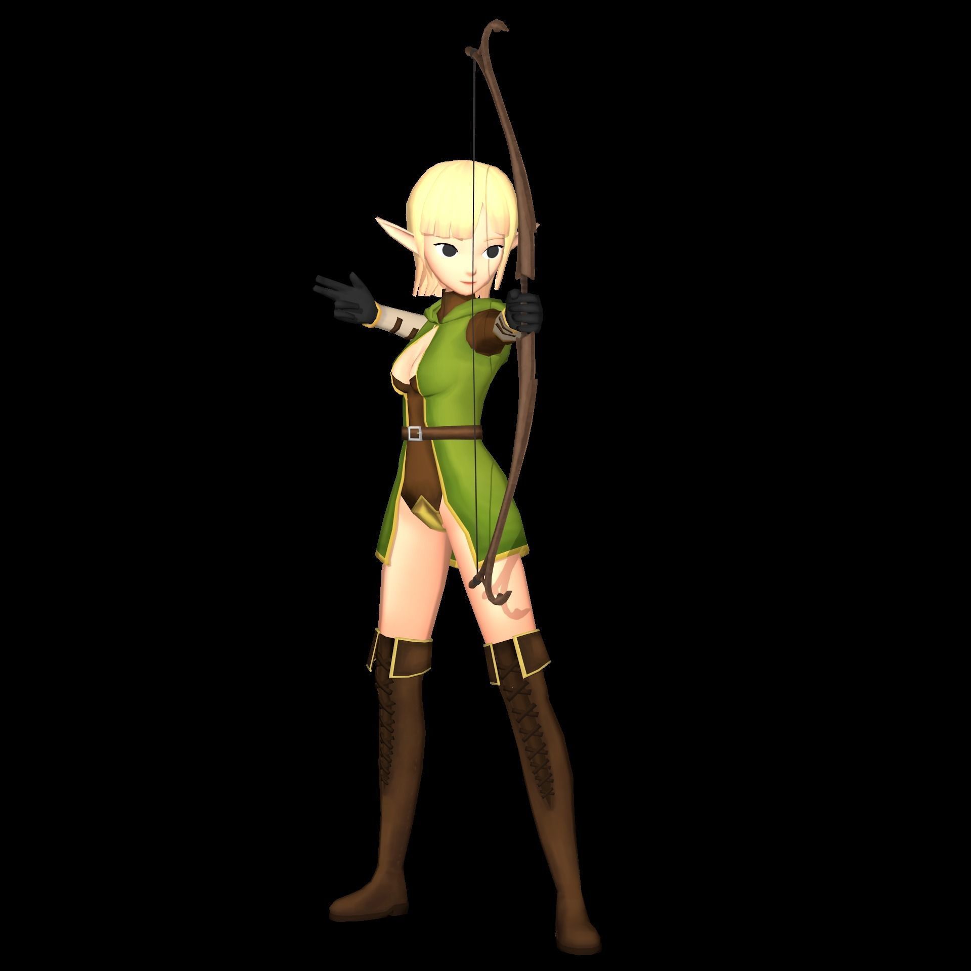 Elf 3D game character Low-poly 3D model_10