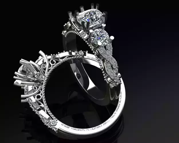 Ring 1 diamond engagement with ornate setting