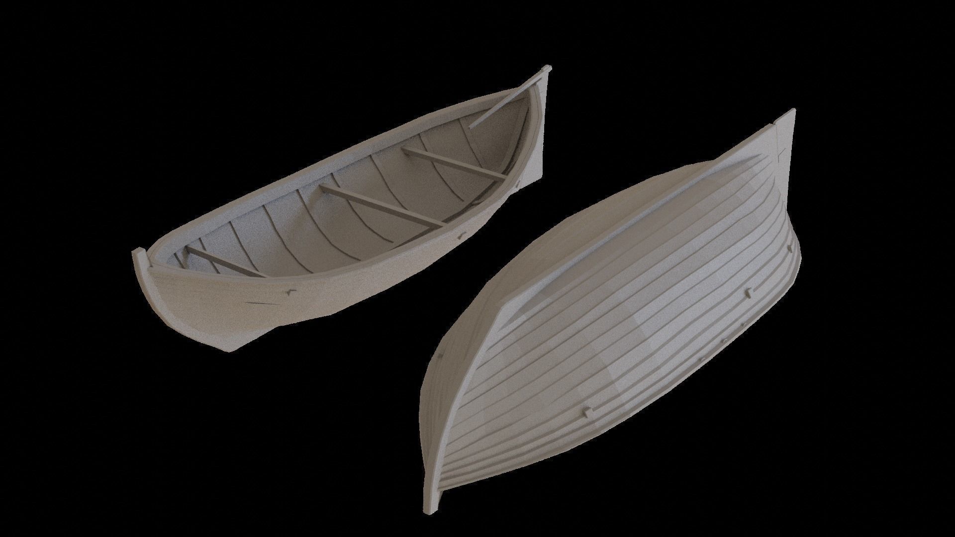 Wooden Boat Low-poly 3D model_6