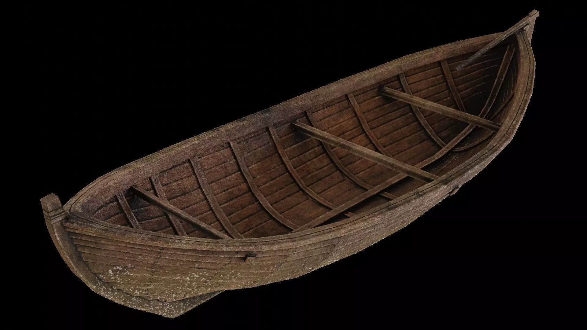 Wooden Boat Low-poly 3D model_0