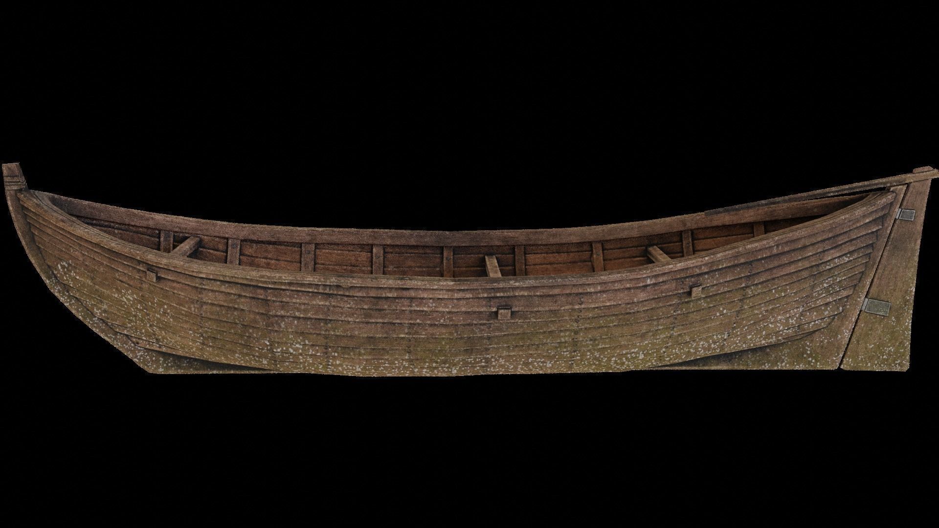 Wooden Boat Low-poly 3D model_2