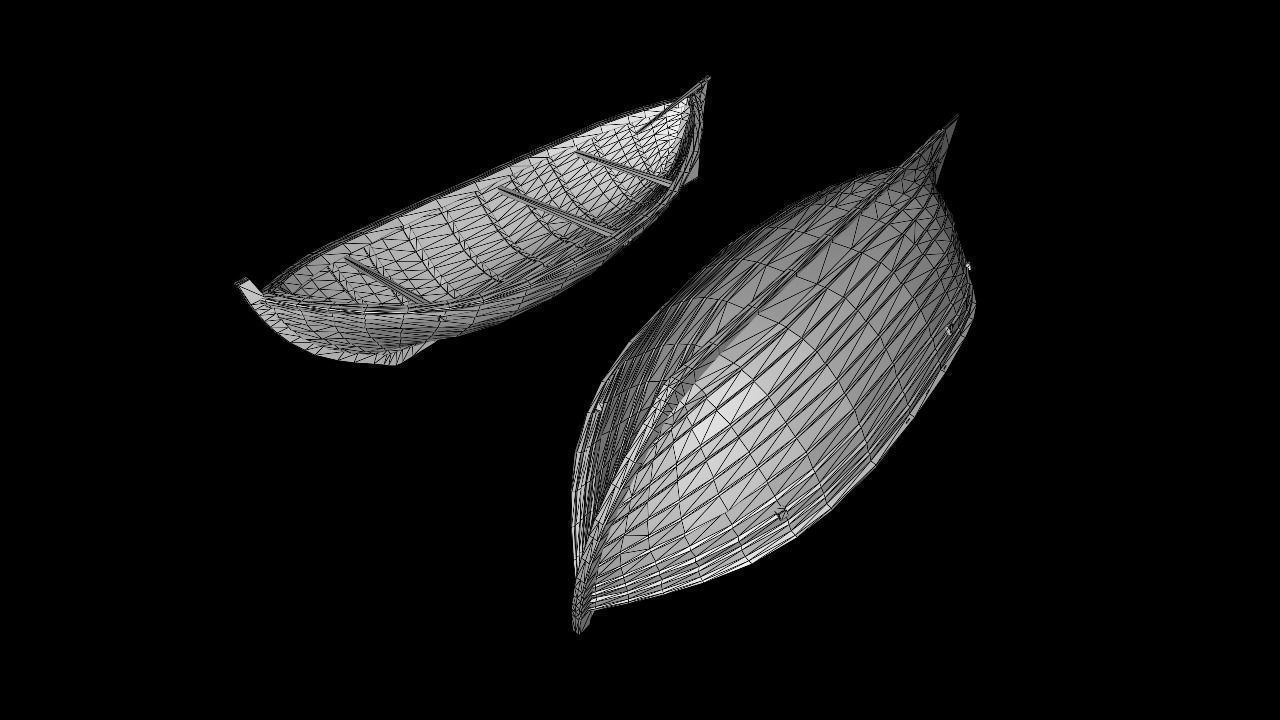 Wooden Boat Low-poly 3D model_7