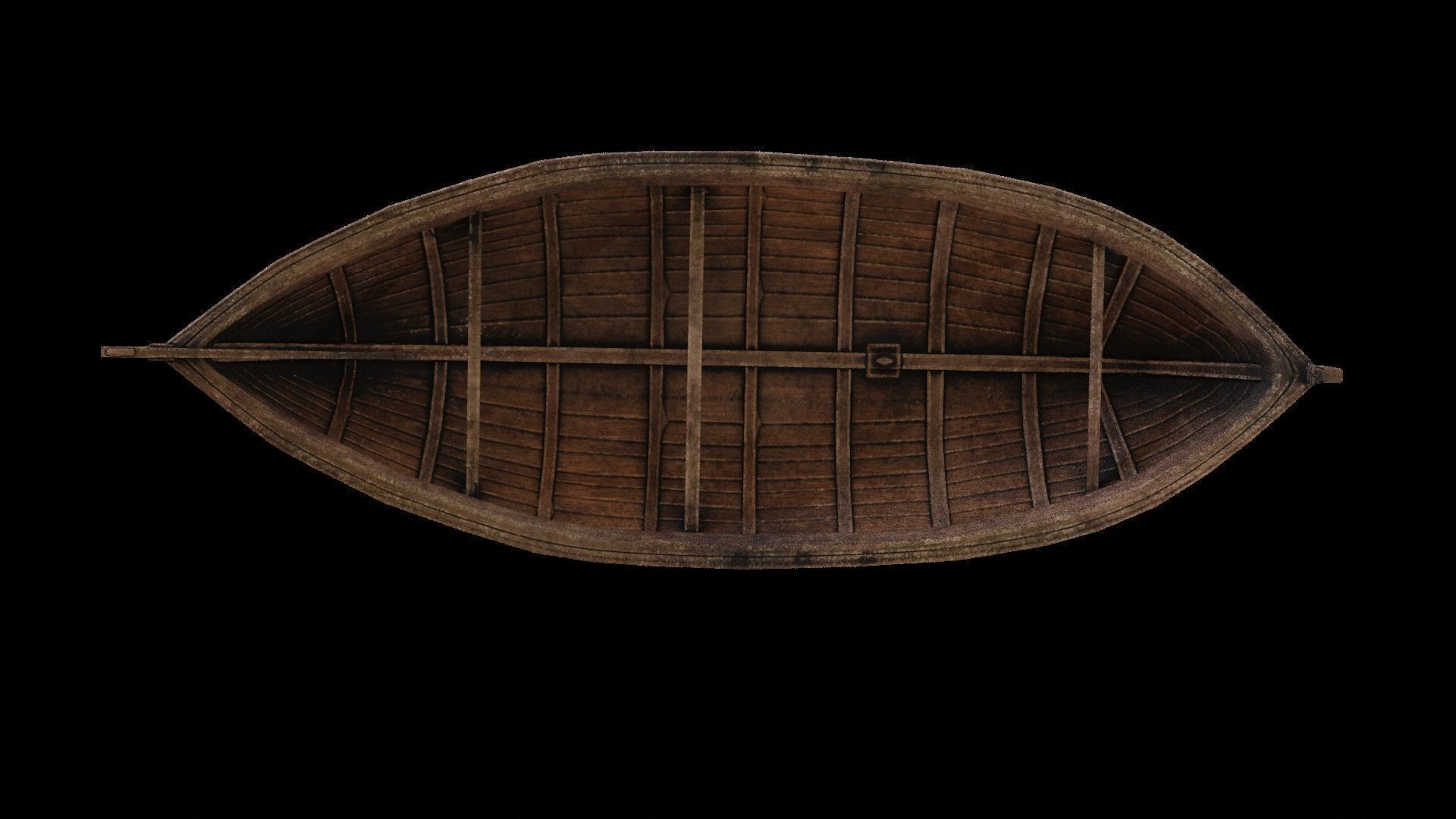Wooden Boat Low-poly 3D model_4