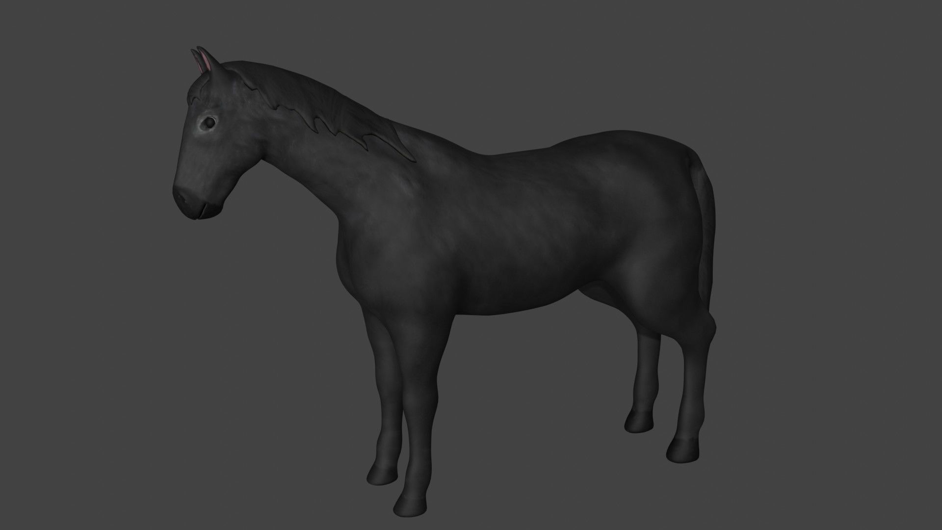 Black Horse Stallion fully rigged low poly Low-poly 3D model_5