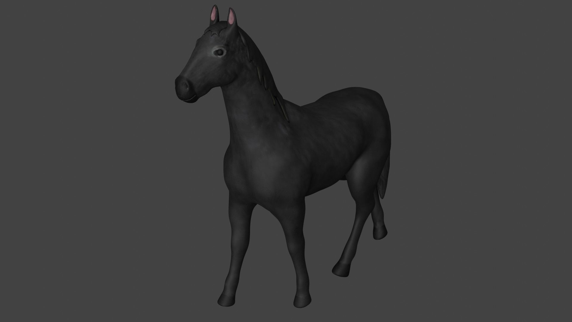 Black Horse Stallion fully rigged low poly Low-poly 3D model_3