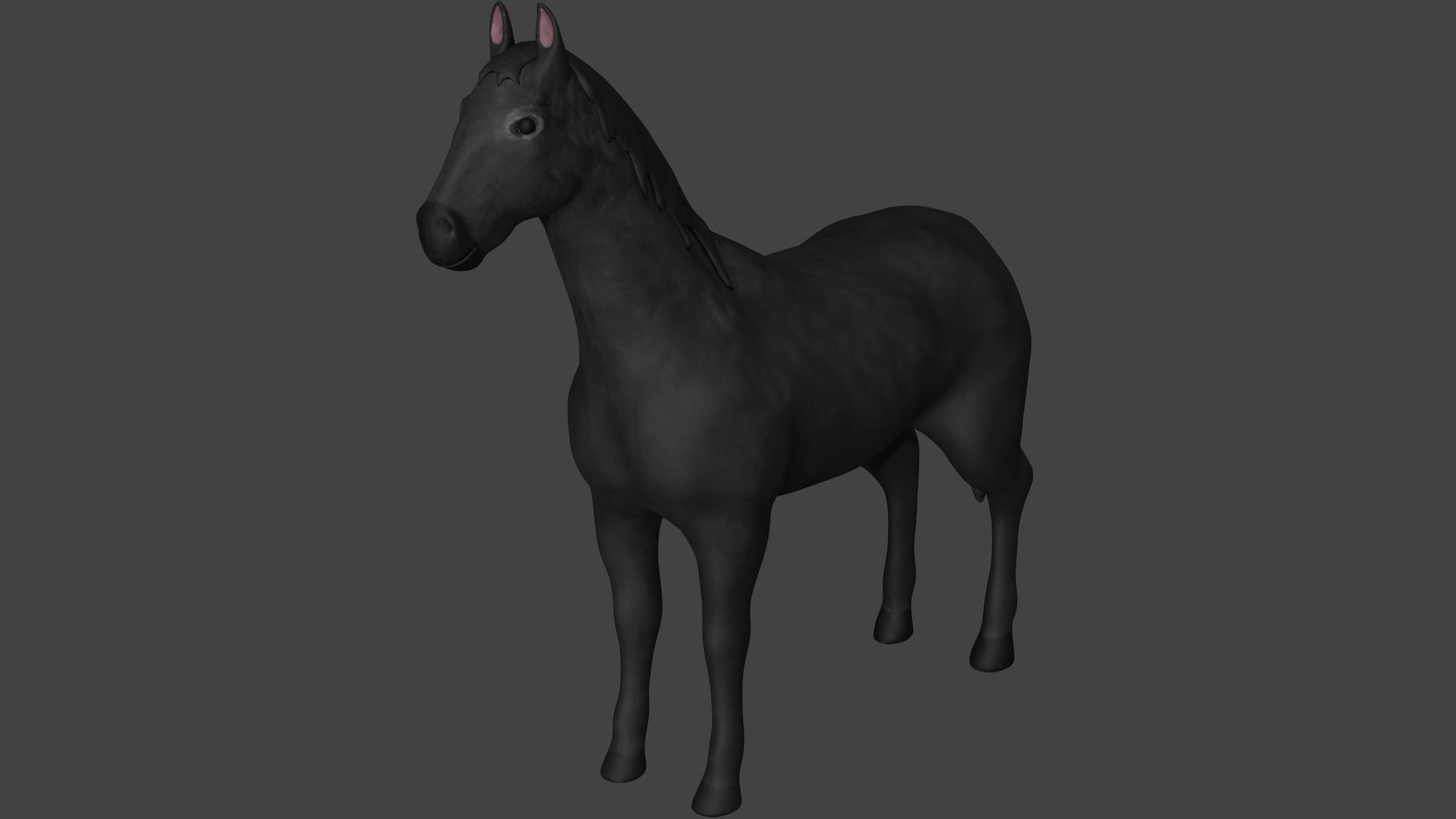 Black Horse Stallion fully rigged low poly Low-poly 3D model_4