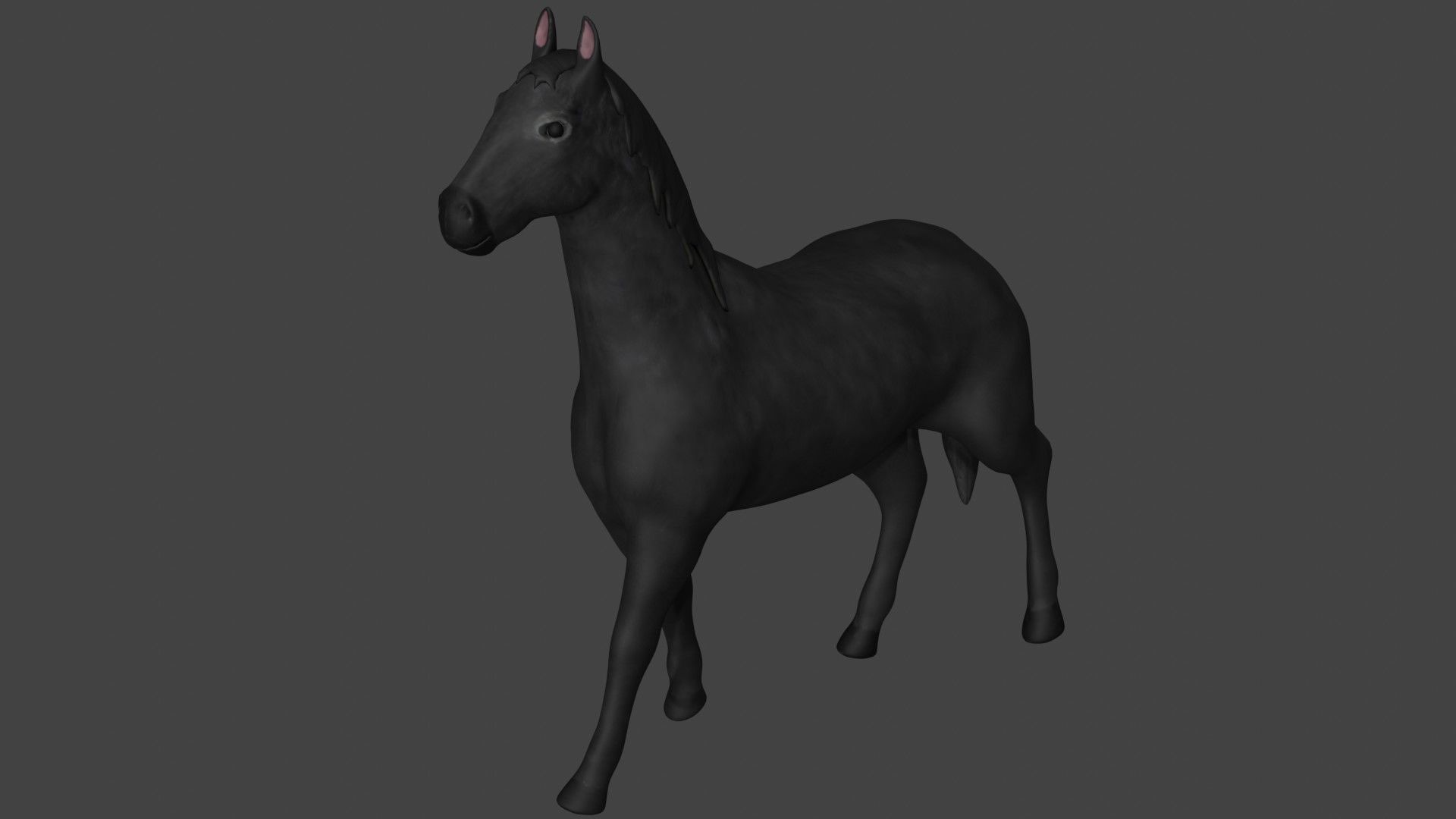 Black Horse Stallion fully rigged low poly Low-poly 3D model_2