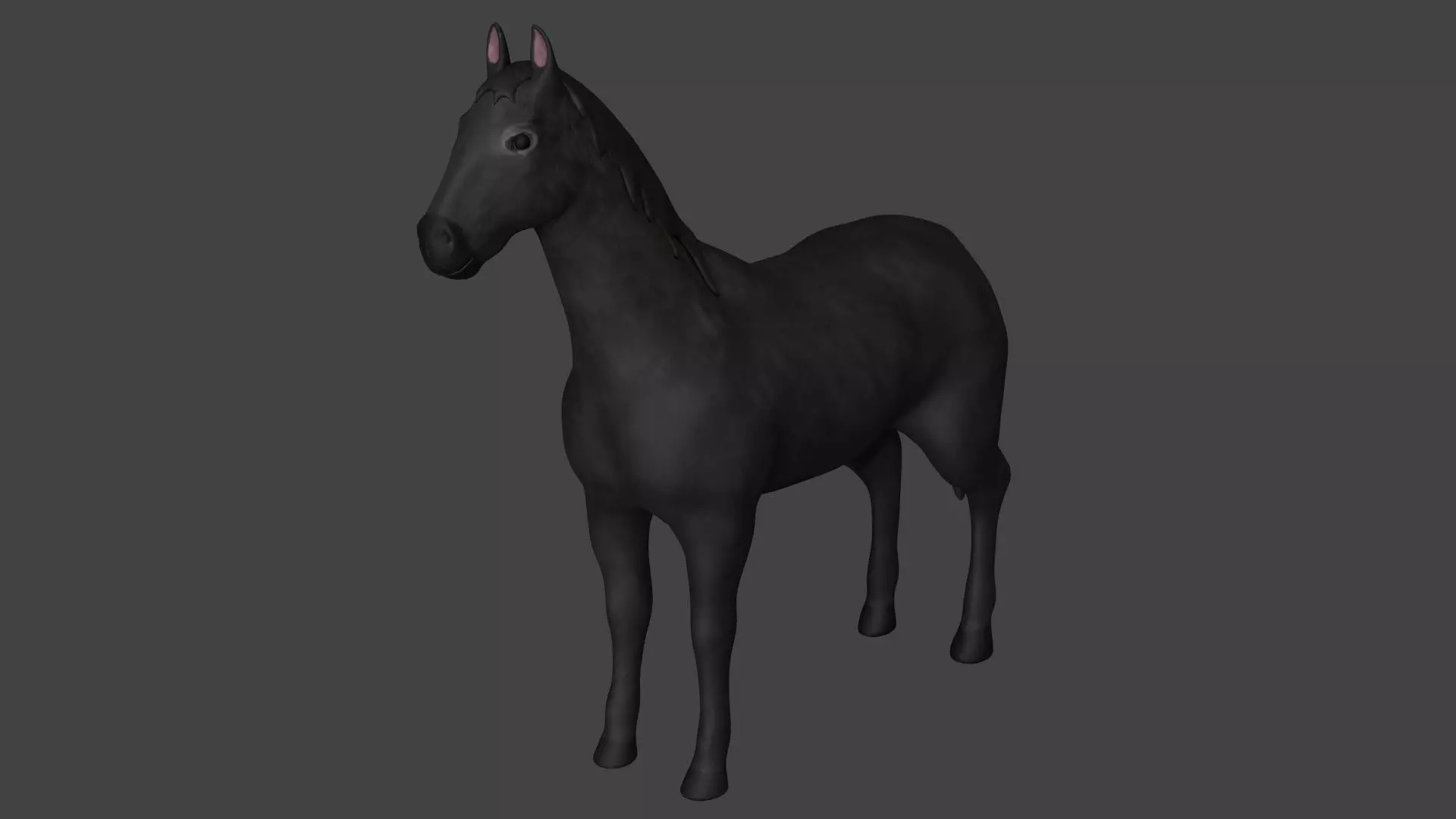 Black Horse Stallion fully rigged low poly Low-poly 3D model_0