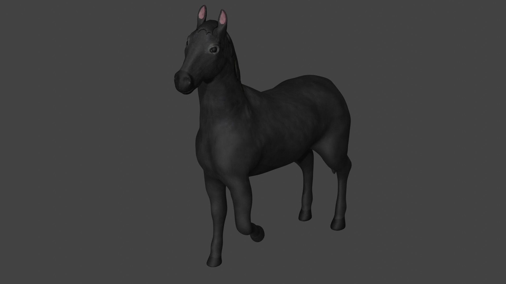 Black Horse Stallion fully rigged low poly Low-poly 3D model_1