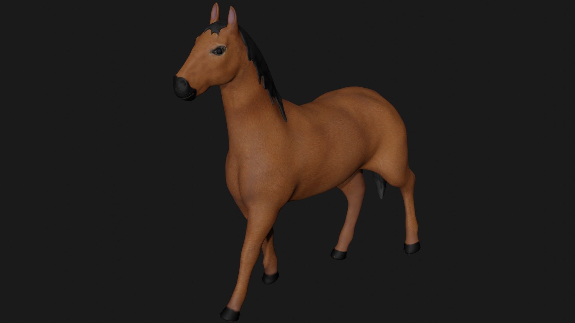 Brown Horse Stallion fully rigged low poly Low-poly 3D model_2